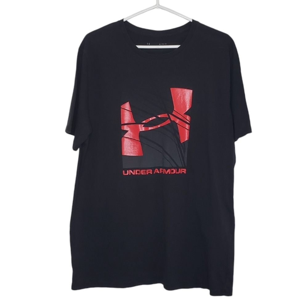🔷Under Armour Tee Classic Black Red Graphic Crew Neck Short Sleeve
